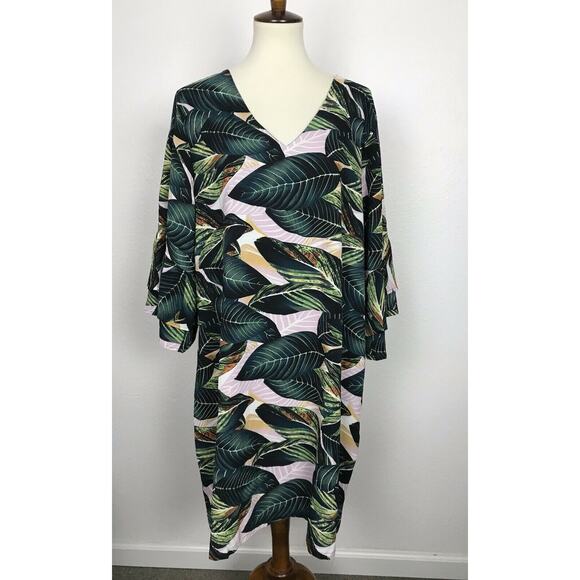 Belongsci V-Neck Shift Mini Dress Multicolor Floral Lined - Picture 1 of 9